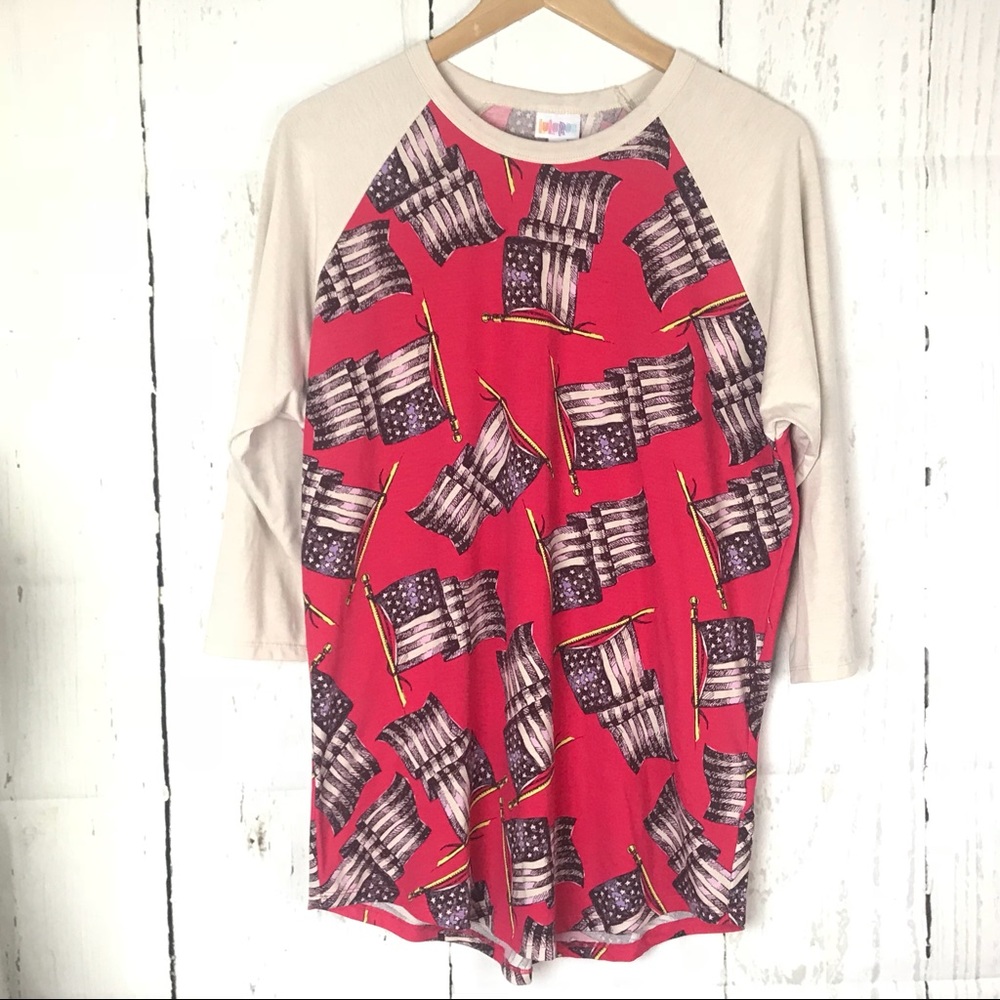 LuLaRoe Americana Randy Top Women's XL 3/4 Sleeve
